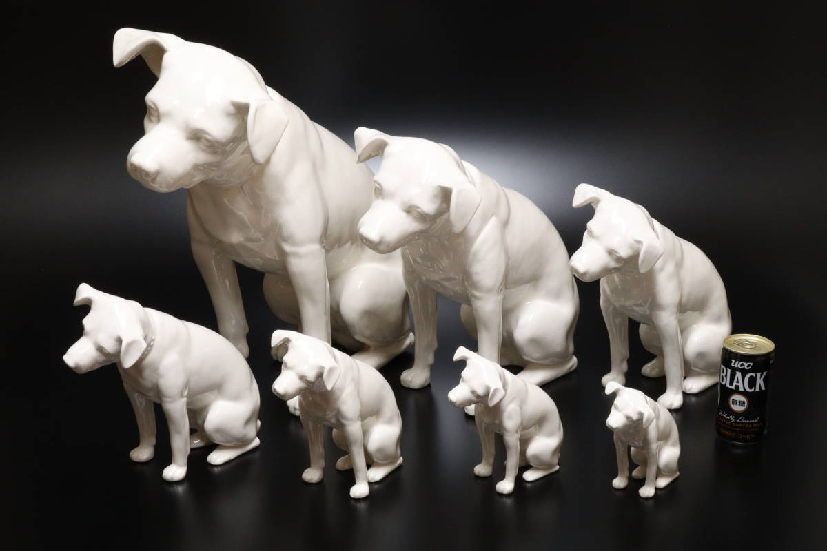 Victor ビクター NIPPER ニッパー 犬 陶器 置物 7点 セット 箱付