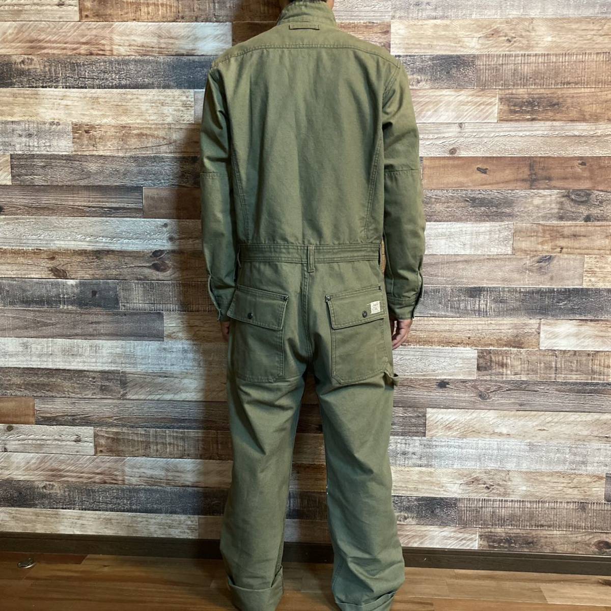 希少！AVIREX デニム プリントつなぎ2way オールインワン 黒XL 希少