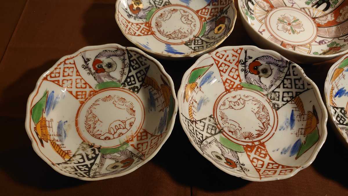 古伊万里 色絵 伊万里 なます皿 金彩 蔵出し 5客 金襴手 アンティーク