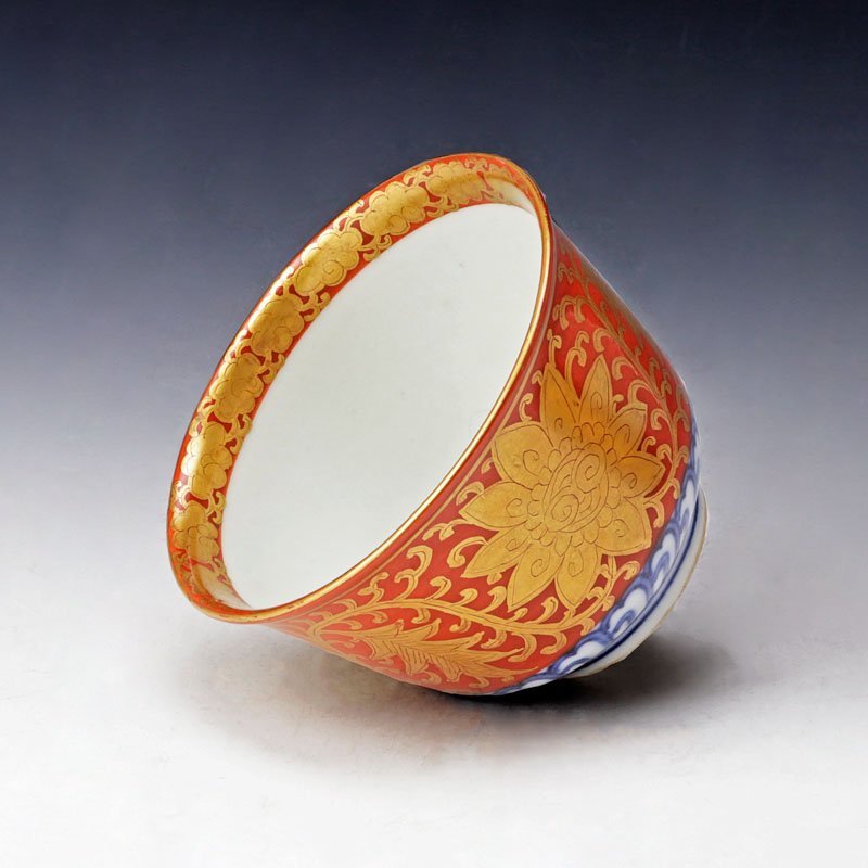 古美味】十二代永楽善五郎(和全) 永楽 金襴手汲出茶碗 五客 茶道具