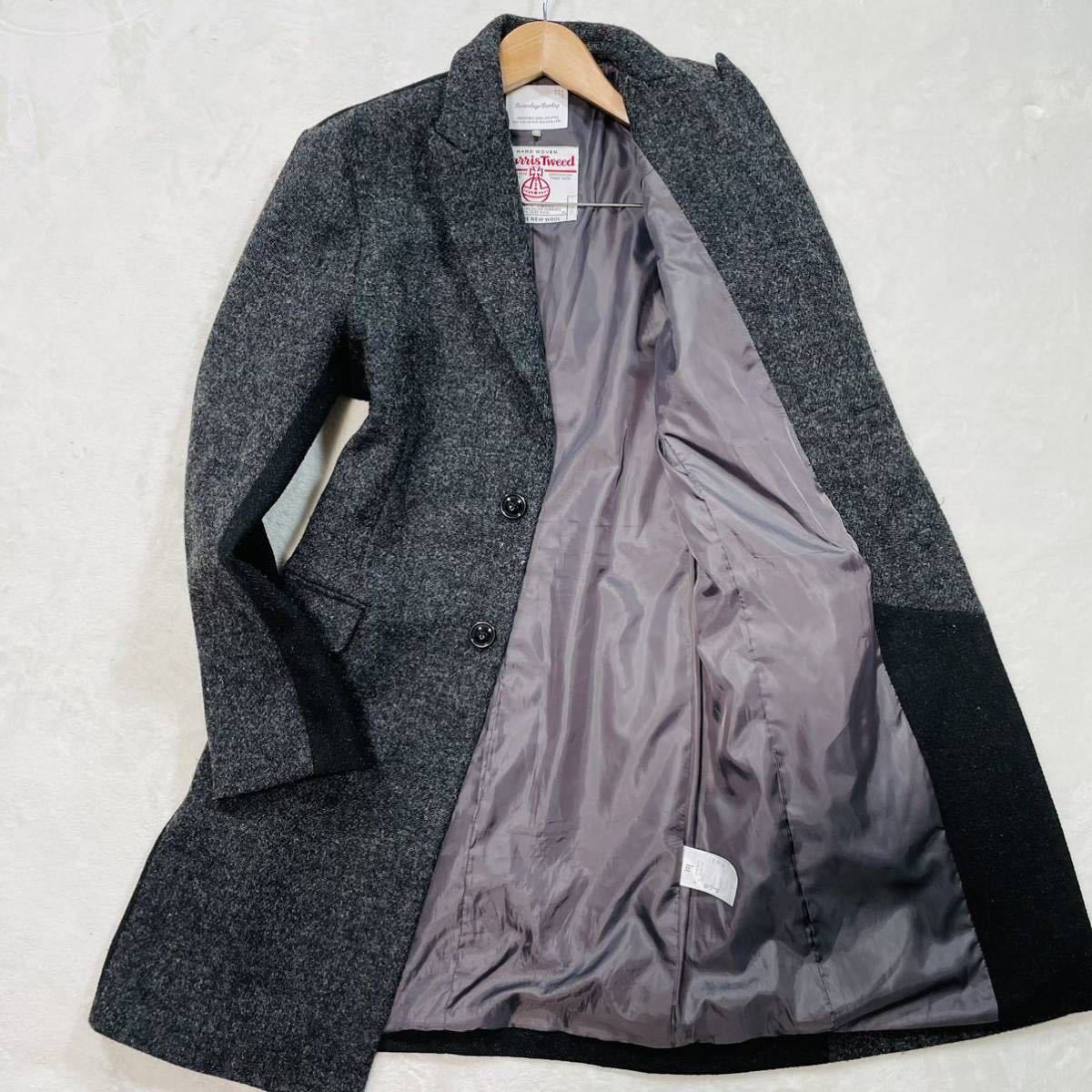 【100%新品，本物保証】 ハリスツイード 生地 紳士的な佇まい チェスターコート ジャケット 切り替え ウール Harris Tweed グレー メンズ M表記L相当 /H13(Lサイズ)｜売買されたオークション情報、yahooの商品情報をアーカ Lサイズ