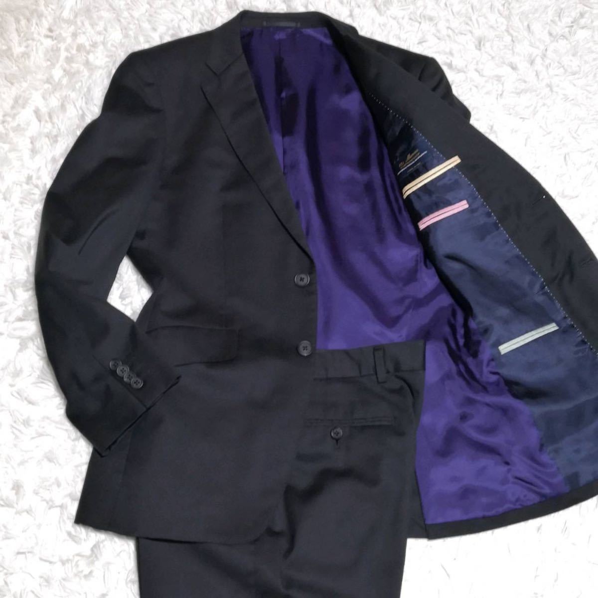 お得，正規品 同様 ポールスミス Paul Smith 最高級生地デルフィノ DELFINO 極上super 120's M スーツ セットアップ ブラック 黒 シングル 通年(Mサイズ)｜売買されたオークション情報、yahooの商品情報をアーカ Mサイズ