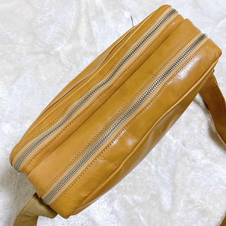 廃盤品】Porter スクエア ショルダーバッグ ヌメ革 ブラウン ポーター 
