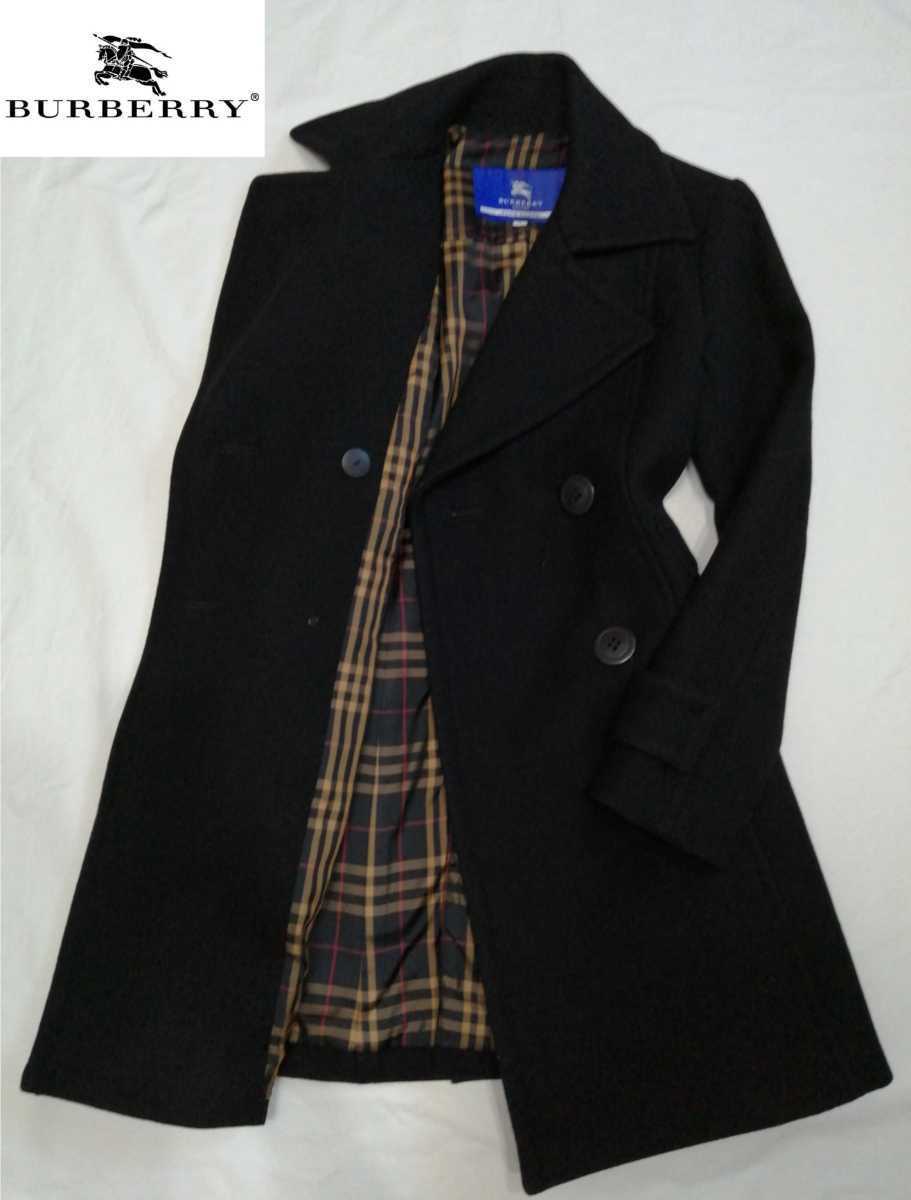 美品】BURBERRY BLUE LABEL☆Pコート☆極上の艶美☆ウール☆ノバ