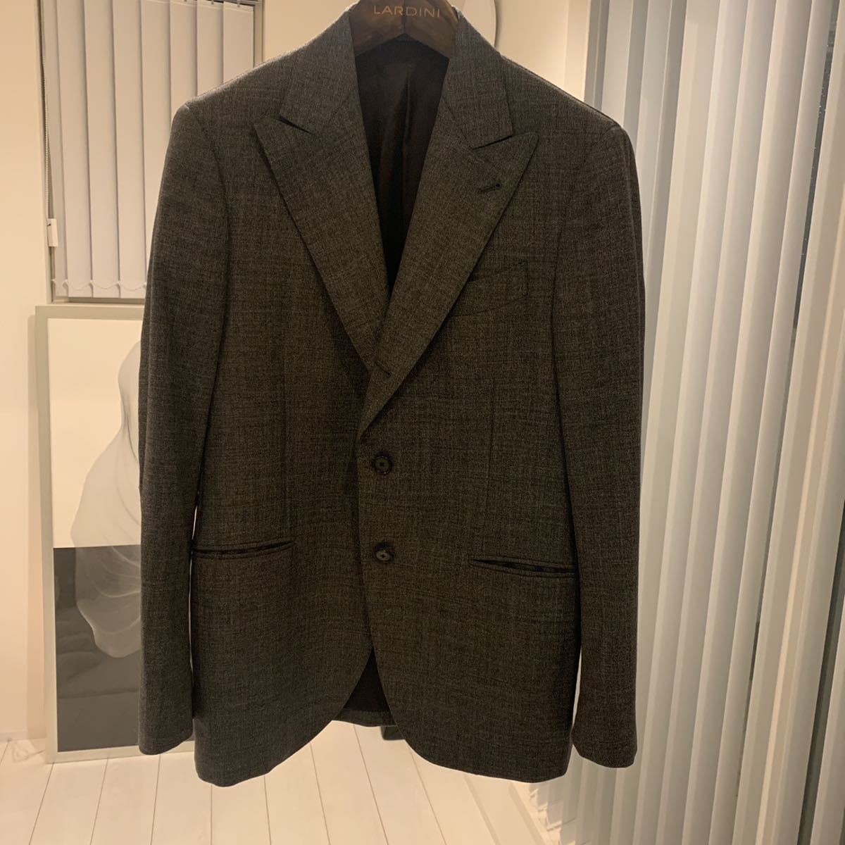 ラルディーニ イタリア製LARDINI ピークドラペルジャケットグレー 系48 