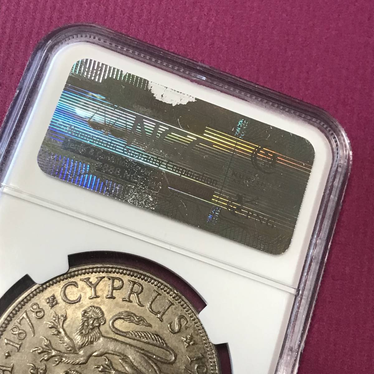 ☆1928 キプロス 45ピアストル銀貨 NGC AU 58