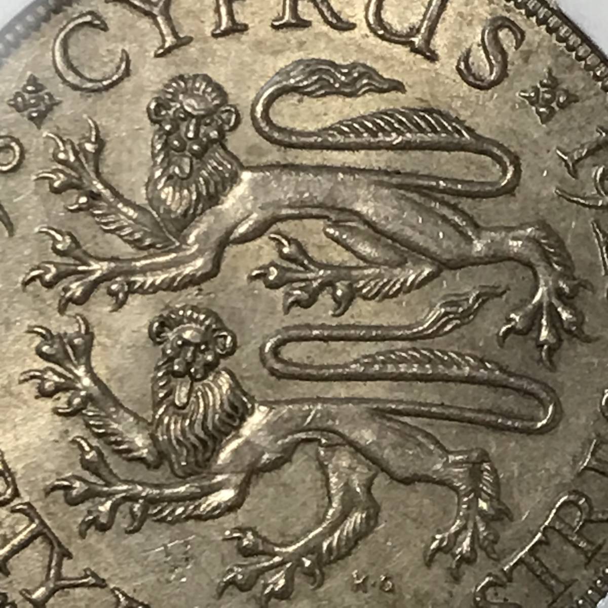 キプロス 1928年 45ピアストル銀貨ジョージ5世 NGC認証
