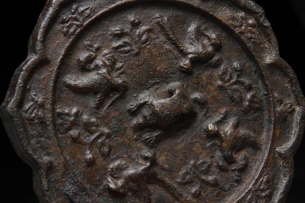 ED629 時代物 古鏡・八稜鏡・八角花鳥銅鏡 外径13.5cm 重519g・