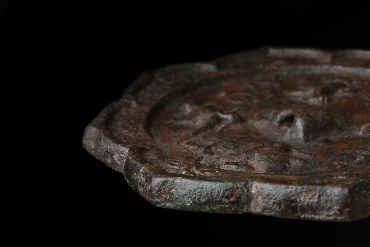 ED629 時代物 古鏡・八稜鏡・八角花鳥銅鏡 外径13.5cm 重519g・