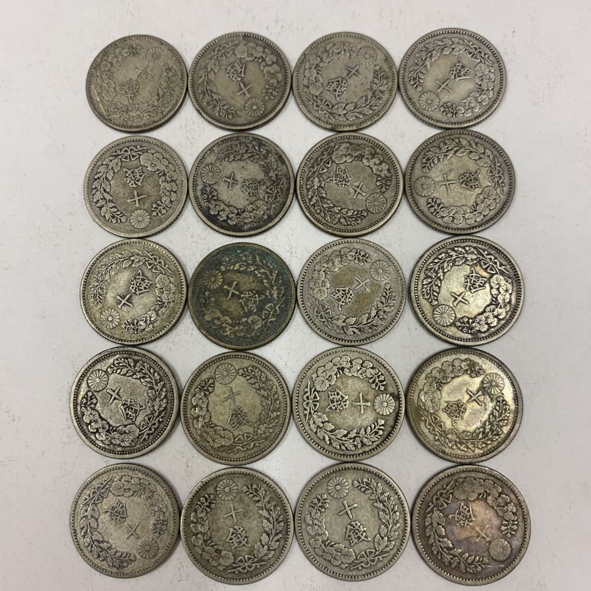 日本 古銭 銀貨 竜20銭 旭日20銭 旭日竜10銭 竜10銭 旭日10銭 竜5銭