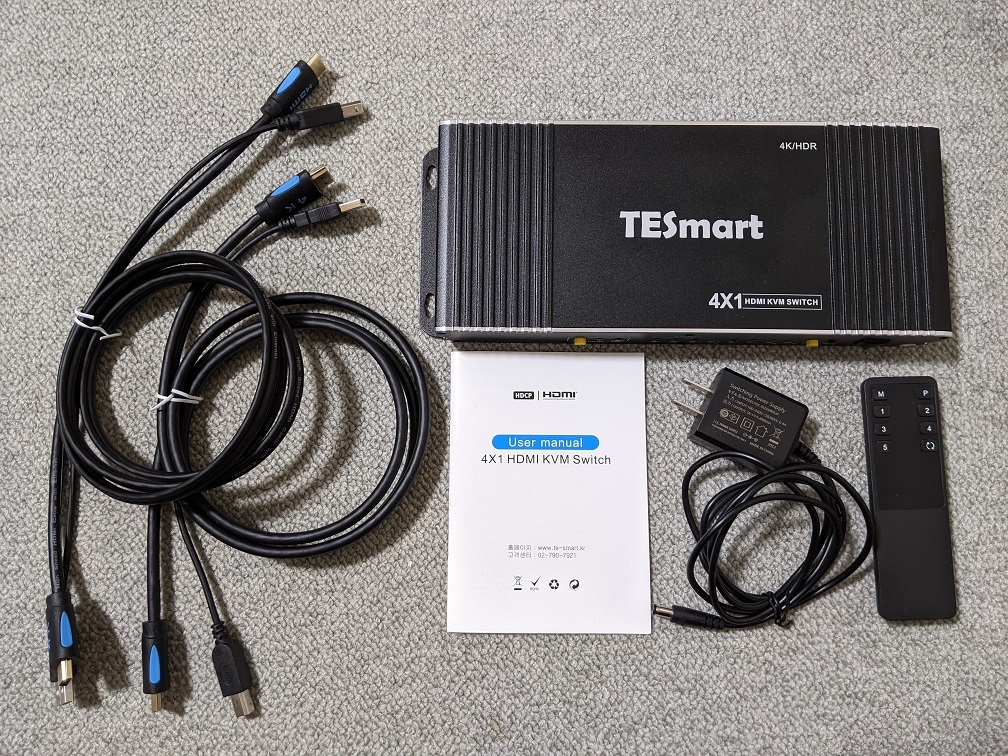 PC切替器 KVMスイッチ TESmart HKS0401B1U HDMI 4K60Hz 4ポート