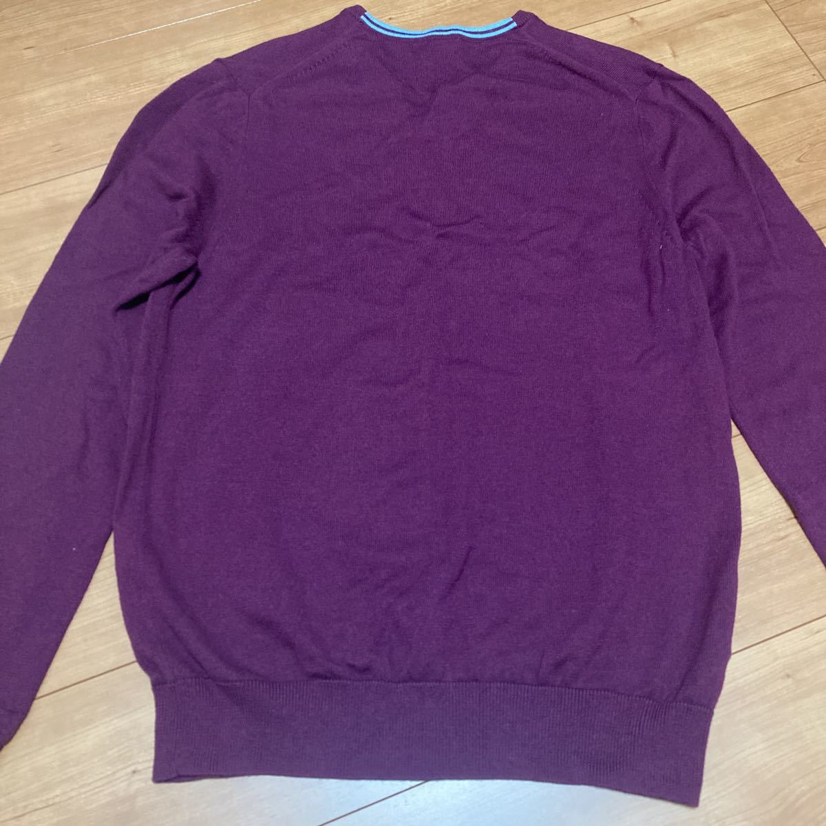 FRED PERRY フレッドペリー L ニット セーター バーガンディ Vネック 