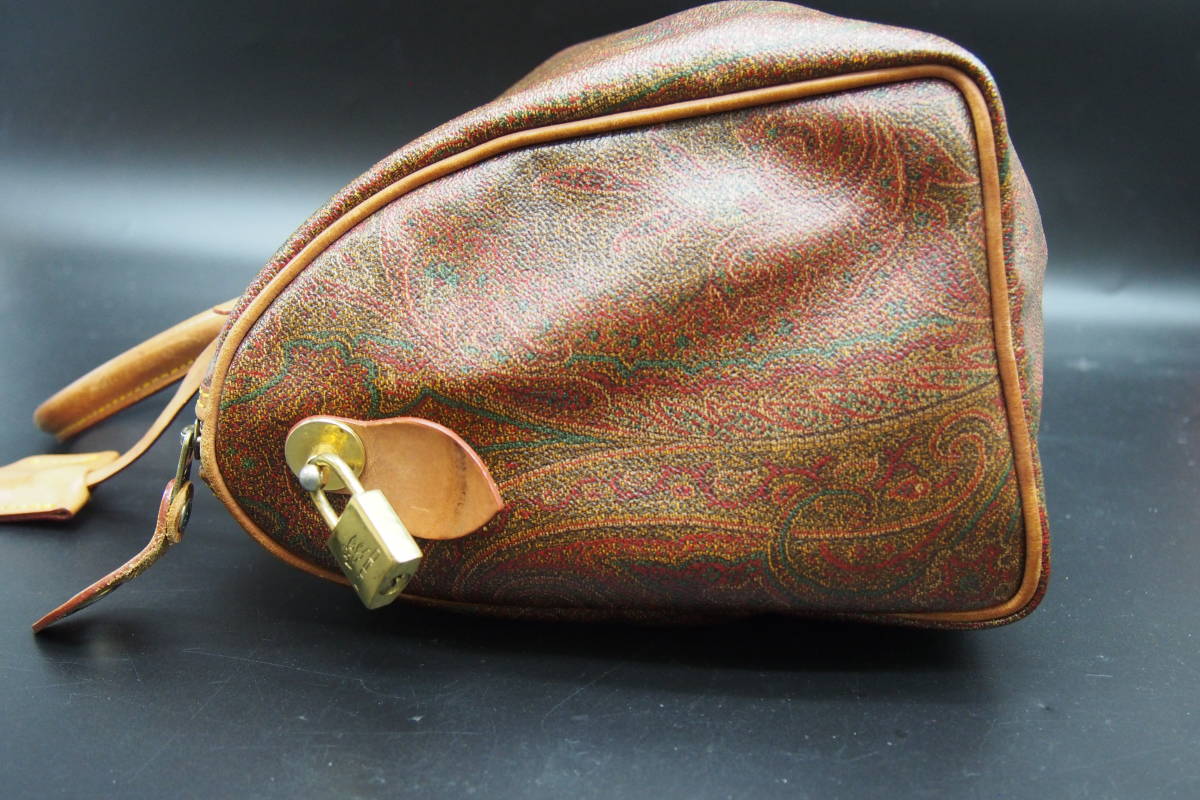 ETRO エトロ PVC レザー ペイズリー柄 ハンドバッグ ミニボストン 