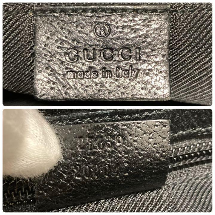 グッチ GUCCI ショルダーバッグ &frasl;MI 茶 ・ブラック 【美品】GUCCI グッチ ショルダーバッグ ボディバッグ クロスボディ サコッシュ GGキャンバス レザー 斜め掛け ブラック 黒 メンズ 27639