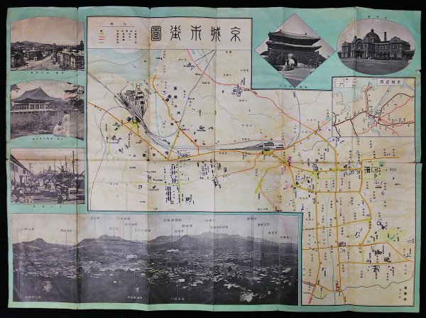朝鮮写真絵はがき 古地図大日本交通全図 戦前 大正11年 大阪毎日新聞社