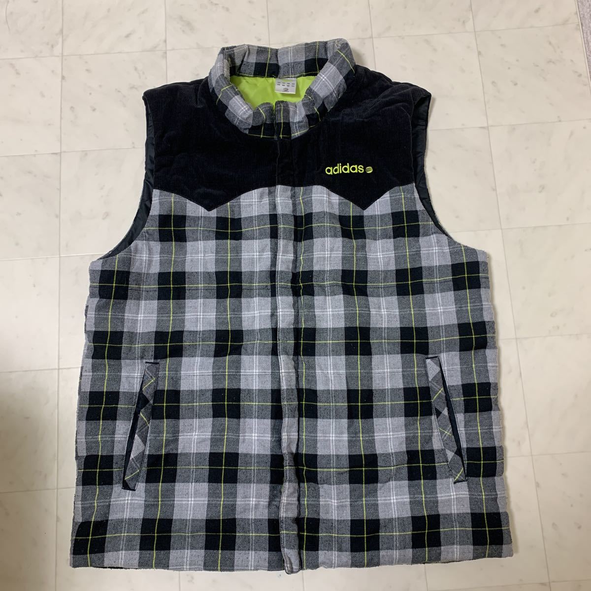 adidas NEO LABEL ダウンベスト チェック柄 LLサイズ(XLサイズ以上 
