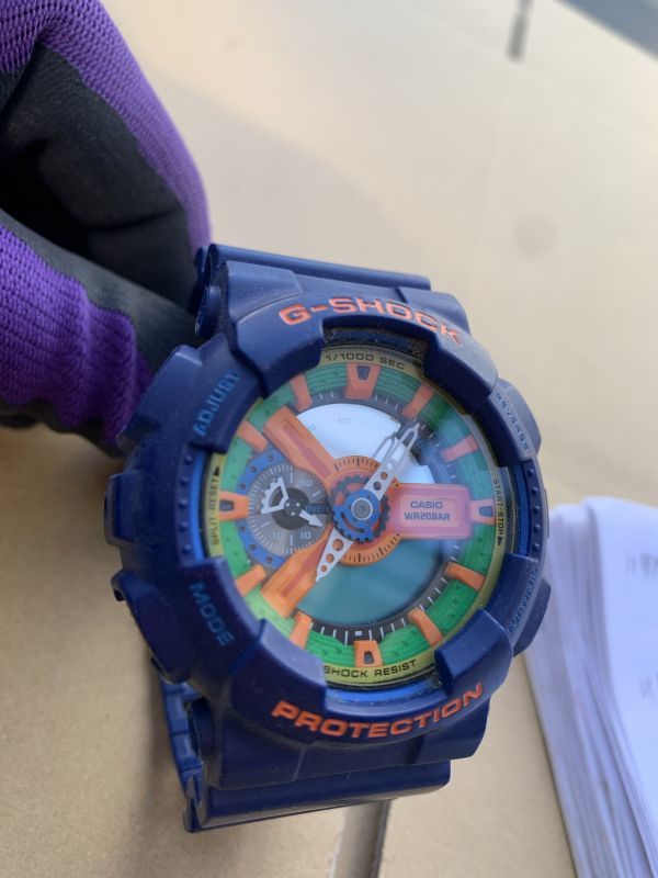11B27 CASIO カシオ G-SHOCK ジーショック GA-110FC 腕時計 ネイビー グリーン オレンジ 不動 ジャンク 海外 レア 希少 日本 コレクション