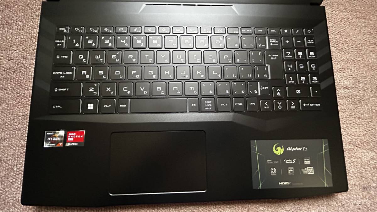 MSI ゲーミングノートPC Alpha15 Ryzen7 RX6600M/15.6FHD/144Hz/16GB 