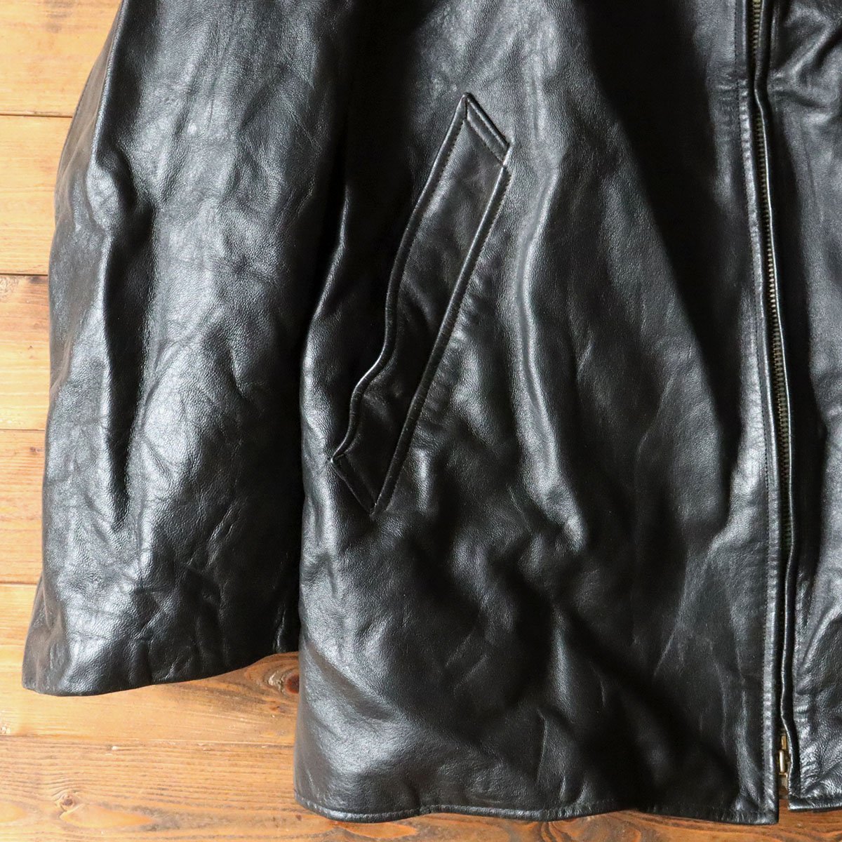 4T/s12.3-3 70s～ ビンテージ フランス軍 MIC Cuir レザージャケット 