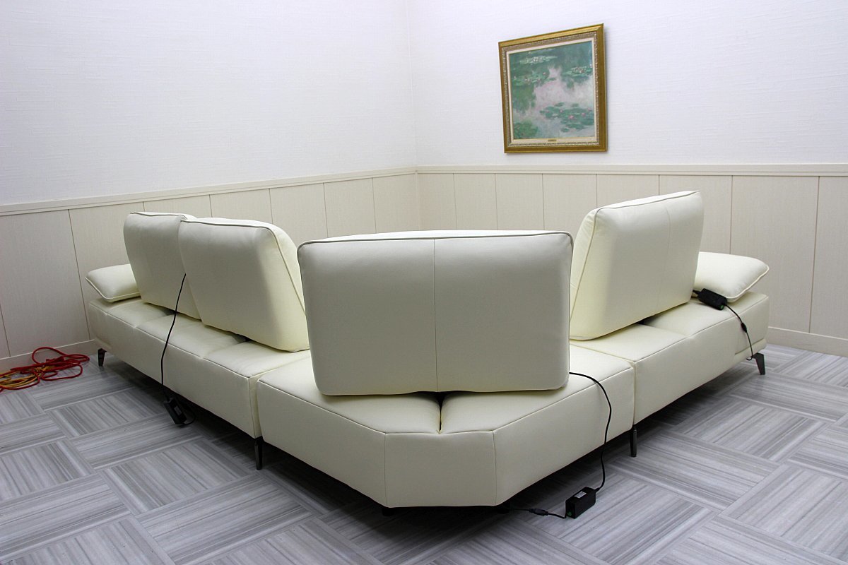 短期展示品！Domicilドミシール 総本革 電動 カウチコーナー 片側