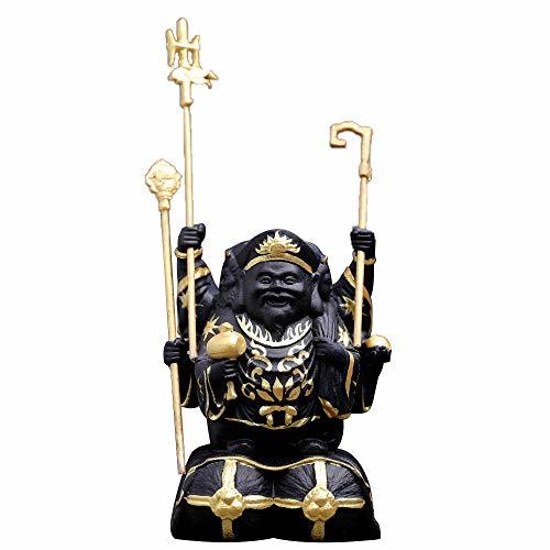 七福神 仏像 カバ牙風 芯彫 高さ約15cm 約382g 高級素材 毘沙門天