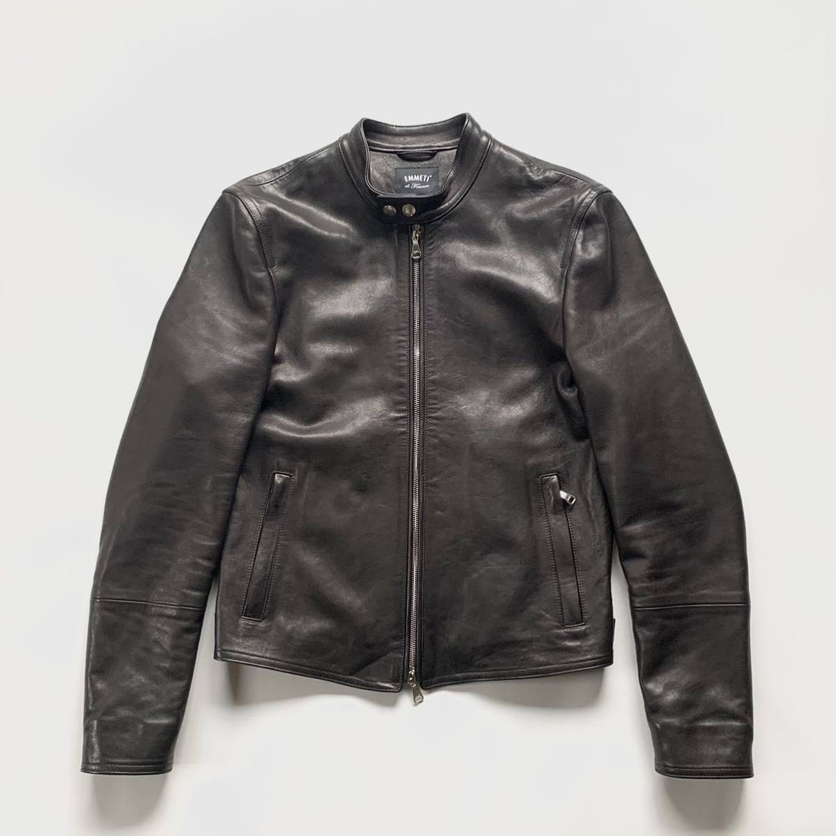 【激安大特価，得価】 EMMETI 干場義雅 エンメティ H アッカ シングルライダース 黒 ブラック 44 レザージャケット ラムナッパレザー 国内正規 別注(Sサイズ)｜売買されたオークション情報、yahooの商品情報をアーカ Sサイズ