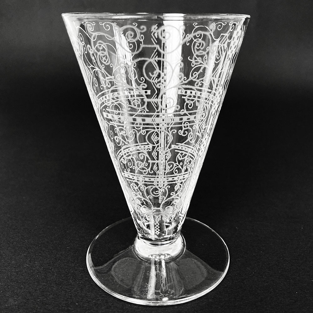 隆庵 KoNIG 社製 ドイツ製 切子 カットガラス 義山 花瓶 ボヘミア