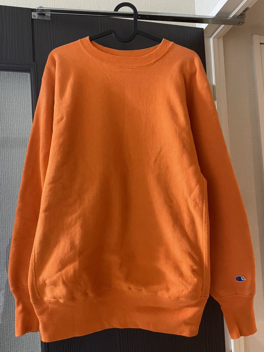 ふ*ー様 袖目無し オレンジ チャンピオン リバースウィーブ スウェット 90s 目無し champion リバースウィーブ Lサイズ オレンジ(スウェット