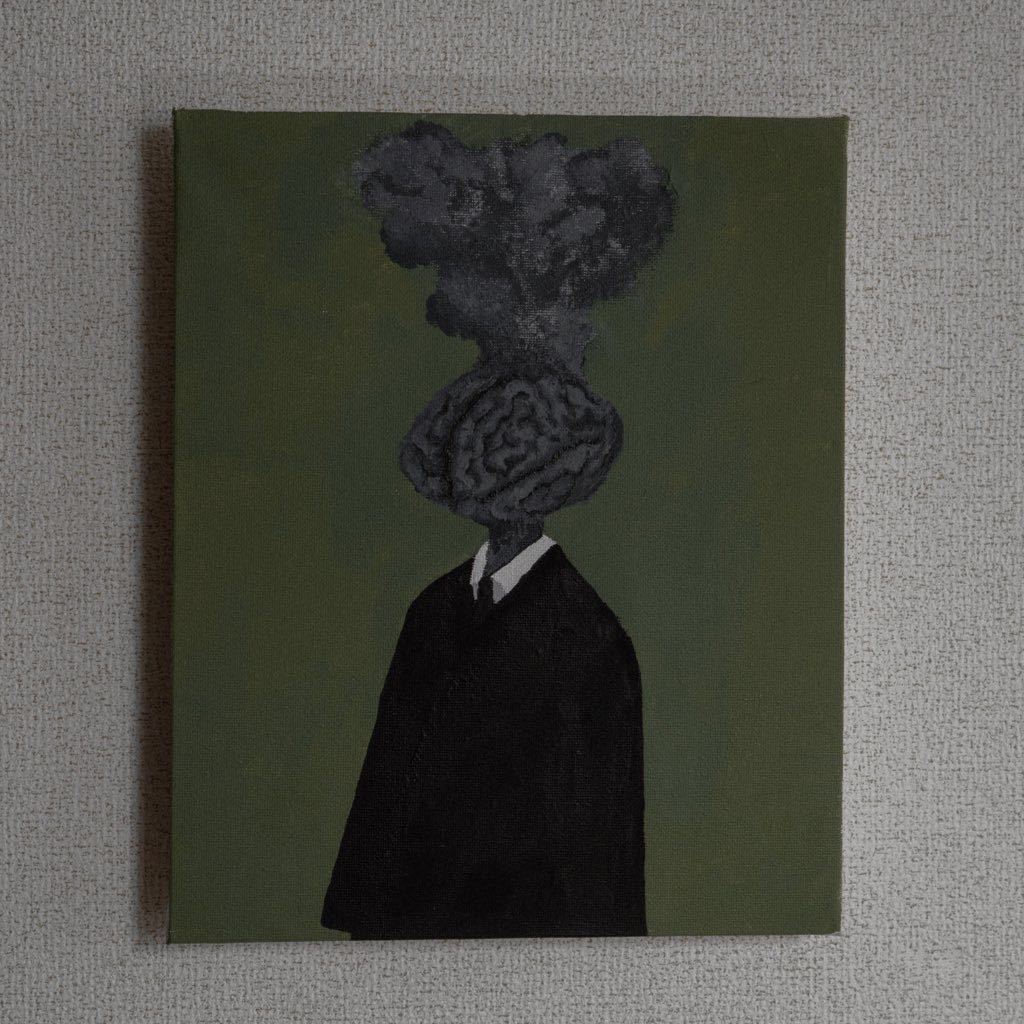 □1544□ 武田範芳 「笛を吹く」 水彩？ 額装 【画】約40㎝×約32cm