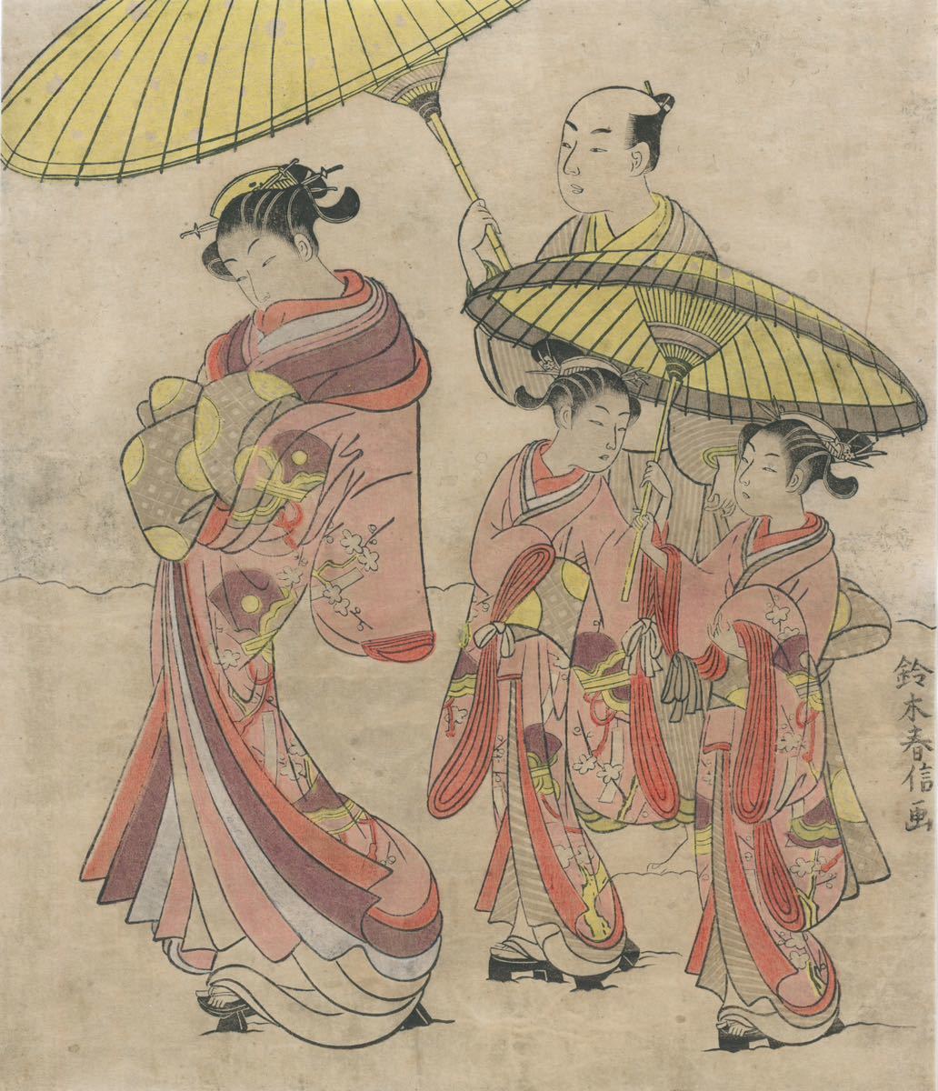 肉筆春画 絹本彩色 裏物(ゲイ) 四季の詠