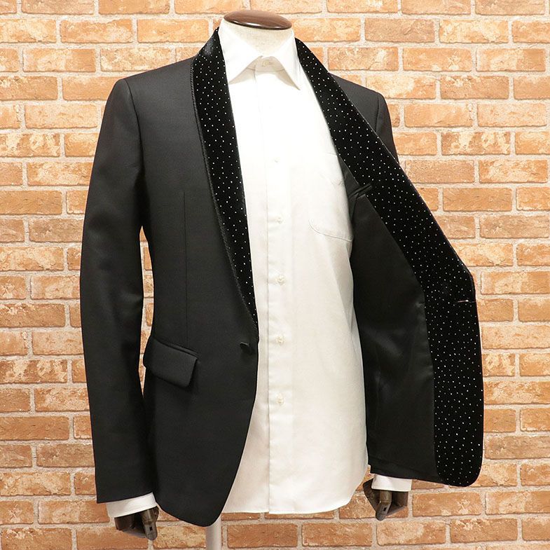 1円/DSQUARED2/48サイズ/ジャケット S74BN0977 美艶ウール シルク ショール襟 ベロア ラインストーン イタリア製 新品/黒/ブラック/fb645/ DSQUARED2 - ディースクエアード S74AM1468 JACKET （470）
