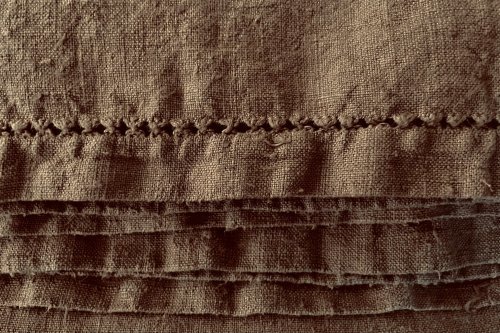 フランス製　手織りリネンシーツ　後染め　トープ　ファブリック　生地　ハンドメイドに