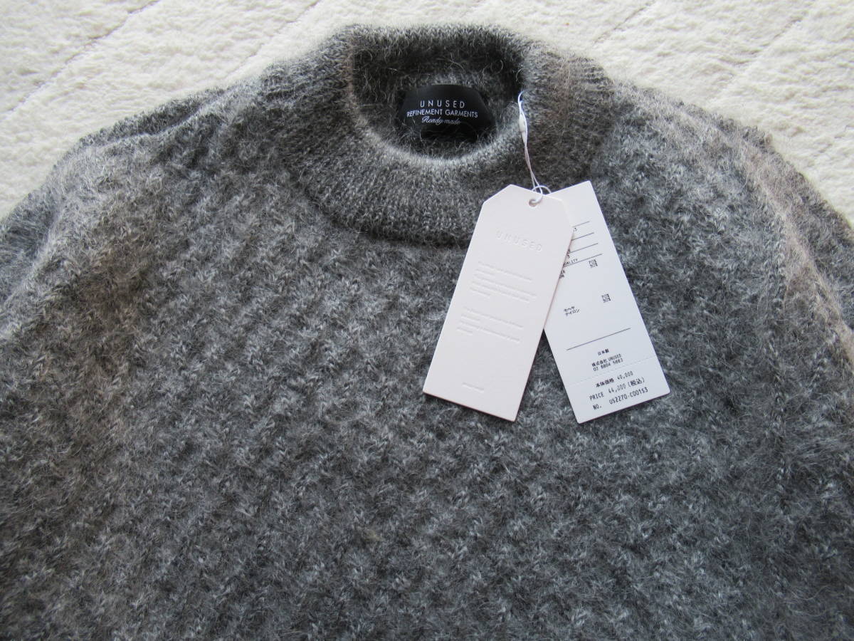 2022秋冬 新作 サイズ3 グレー 7G mohair crewneck sweater. UNUSED 
