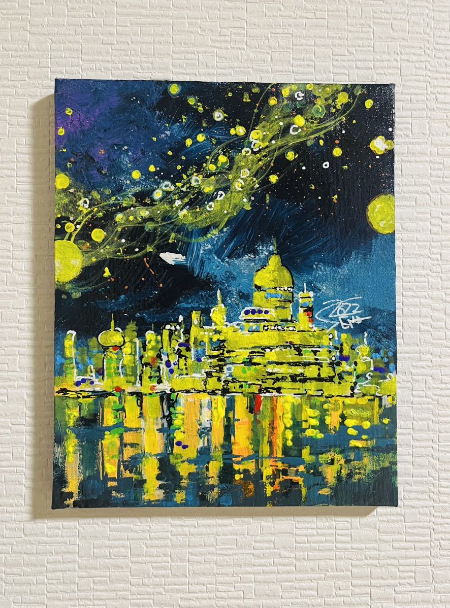 gold castle】SENA＊一点物＊絵画＊風景画＊城＊星空＊夜空＊アクリル