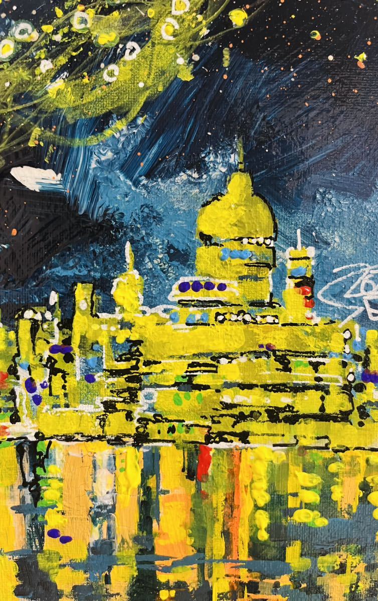 gold castle】SENA＊一点物＊絵画＊風景画＊城＊星空＊夜空＊アクリル 