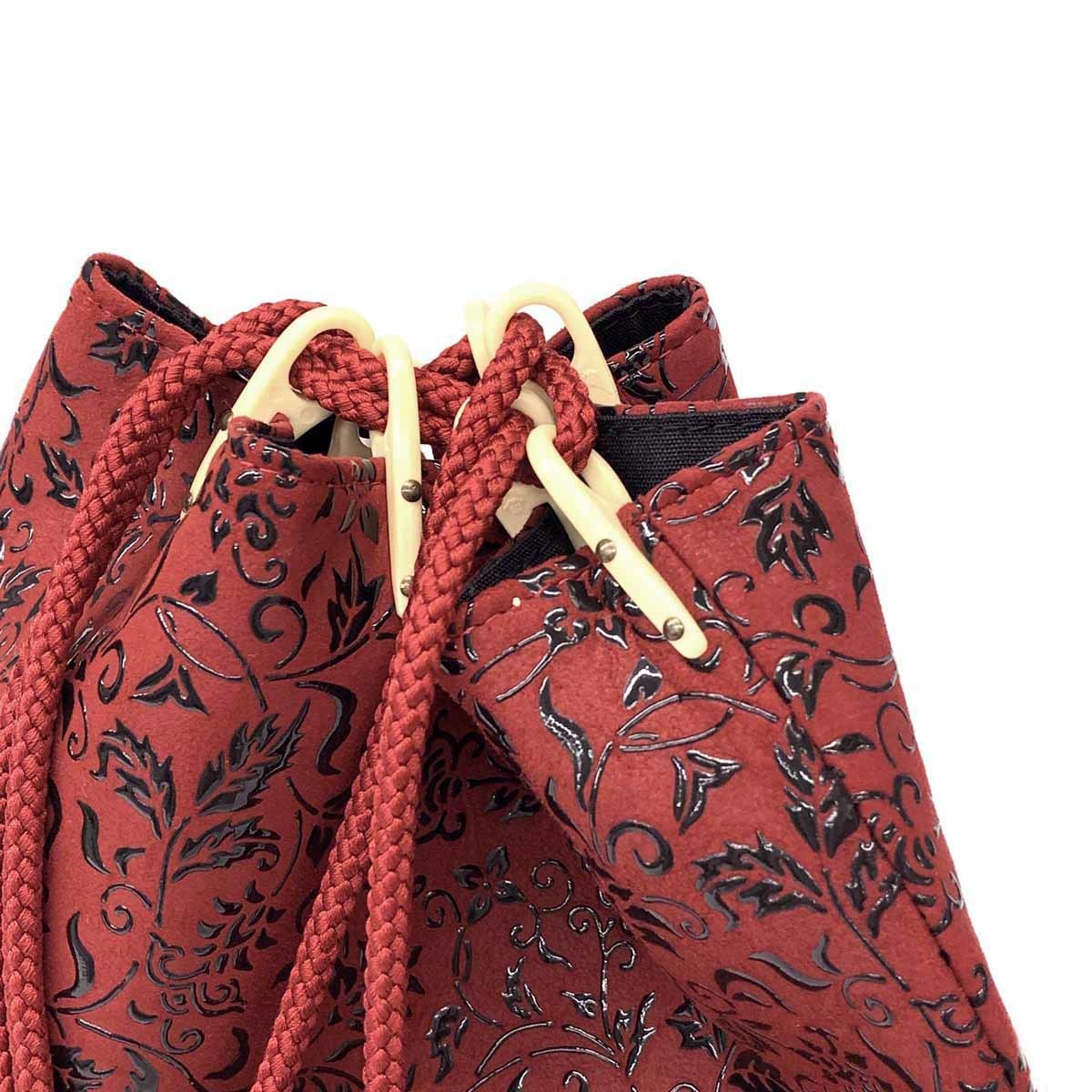 印傳屋 INDEN-YA ベネッセージ 房柄 ハンドバッグ 甲州印伝 鹿革レザー