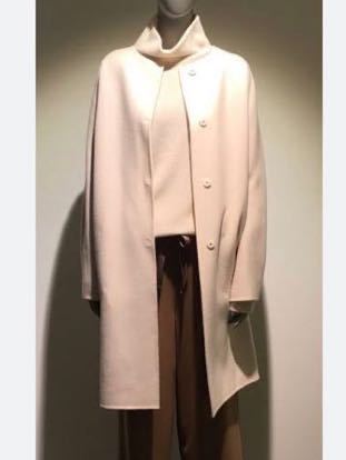 セオリー ダブルフェイス カシミヤ混 ノーカラーコート ベルト付