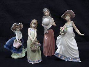 ☆中古品☆LLADRO リヤドロ フィギュリン No.5790 春の花かご 陶器人形