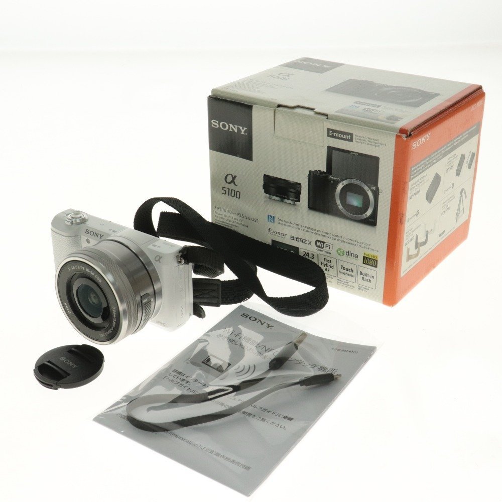 美品 SONY ソニー α5100 ミラーレスカメラ micro USB type-Aで充電可能 社外ケーブル同封 箱付き 通電動作確認済み 中古