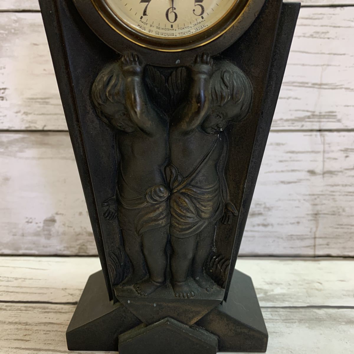 長期保管品】SEIKOSHA 精工舎 置時計 天使 手巻き時計 アンティーク