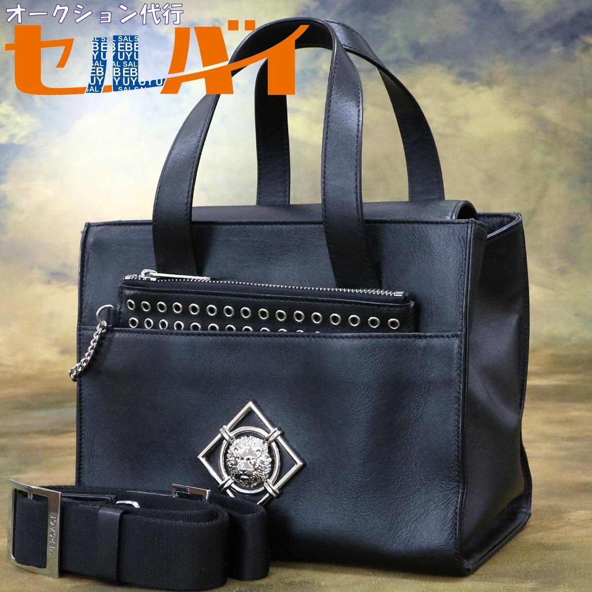 本物 極上品 ヴェルサス ヴェルサーチ 極希少 ライオンモチーフ 2WAY