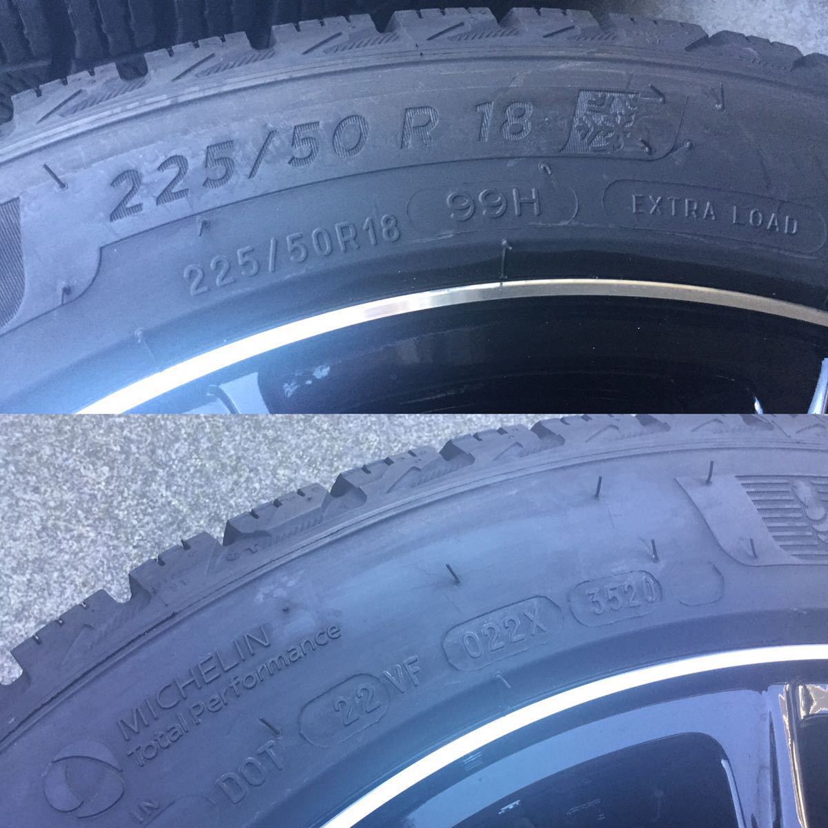 社外アルミホイール スタッドレス4本セット PCD 112/7.5J 225/50/R18 