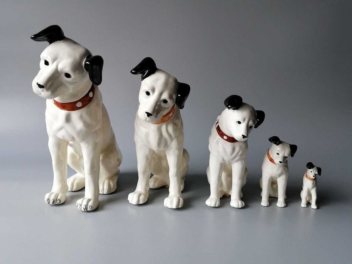 Victorビクター犬／ニッパー君『5頭』 アンティーク置物 ビクター犬 