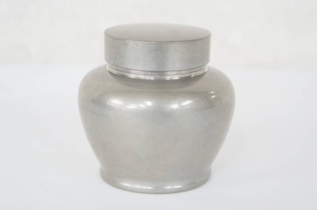 乾茂號造 本錫 棗 なつめ 高さ:約6.5cm 総重量:約251.5g 茶筒 茶道具 金属工芸 工芸品 3712150601