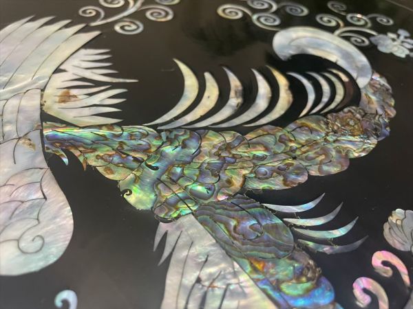 豪華絢爛！韓国螺鈿 最高級座卓 漆塗り 韓国伝統工芸 螺鈿細工 貝殻 