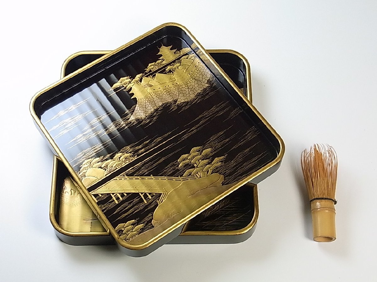 江戸中期～の名家蔵出し品 ⑦ 天然木 漆塗 本金蒔絵 松竹梅 吉祥紋