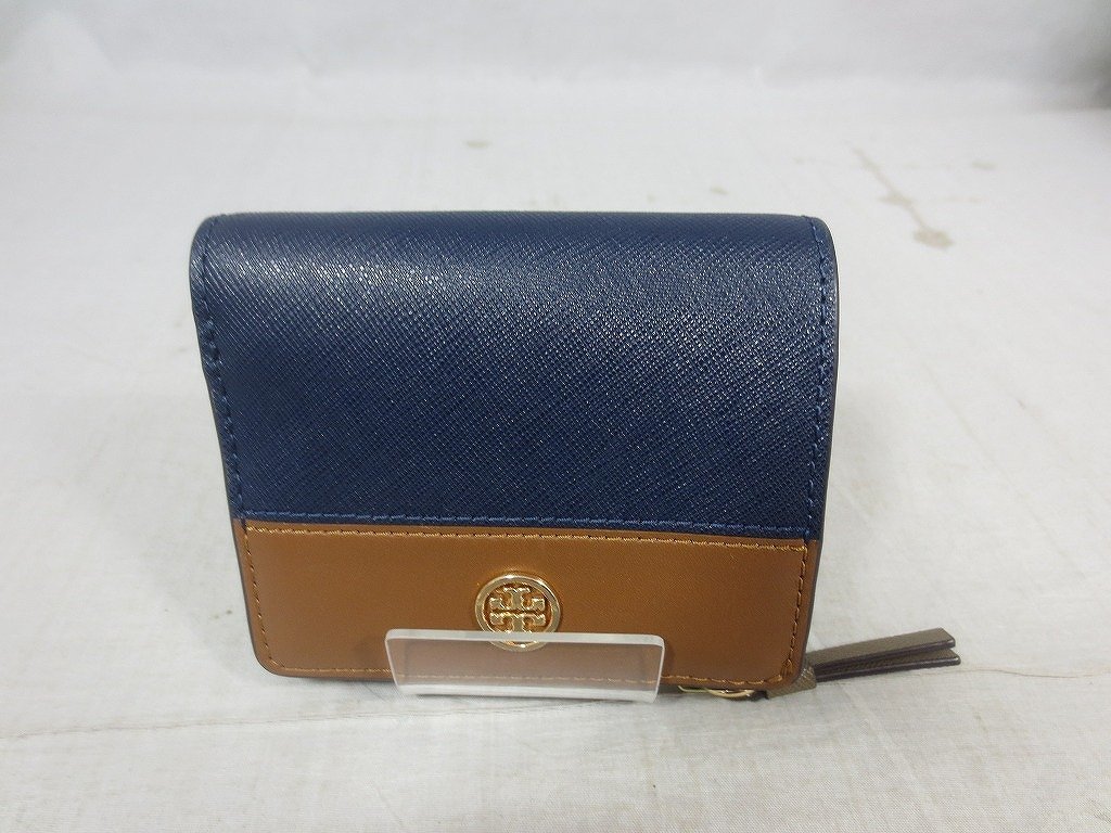 【新品未使用】トリーバーチ　二つ折り財布　ネイビー トリーバーチ TORY BURCH 二つ折り財布 ブルー 中古・古着通販TORY