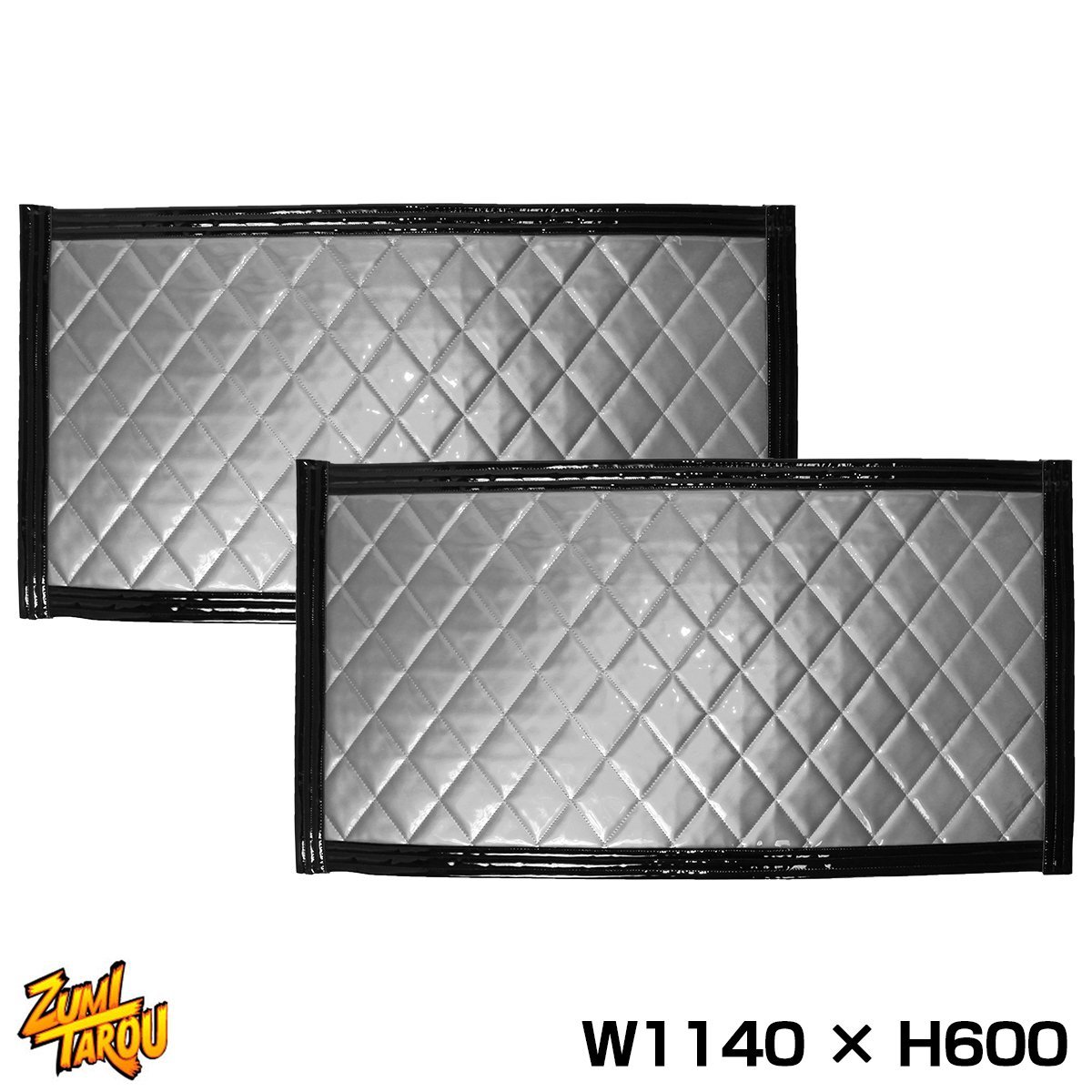 【2枚セット】 トラック 泥除けマット マッドフラップ 1140mm×600mm 114cm×60cm ブラック×シルバー 黒縁 黒フチ 泥よけ マッドガード