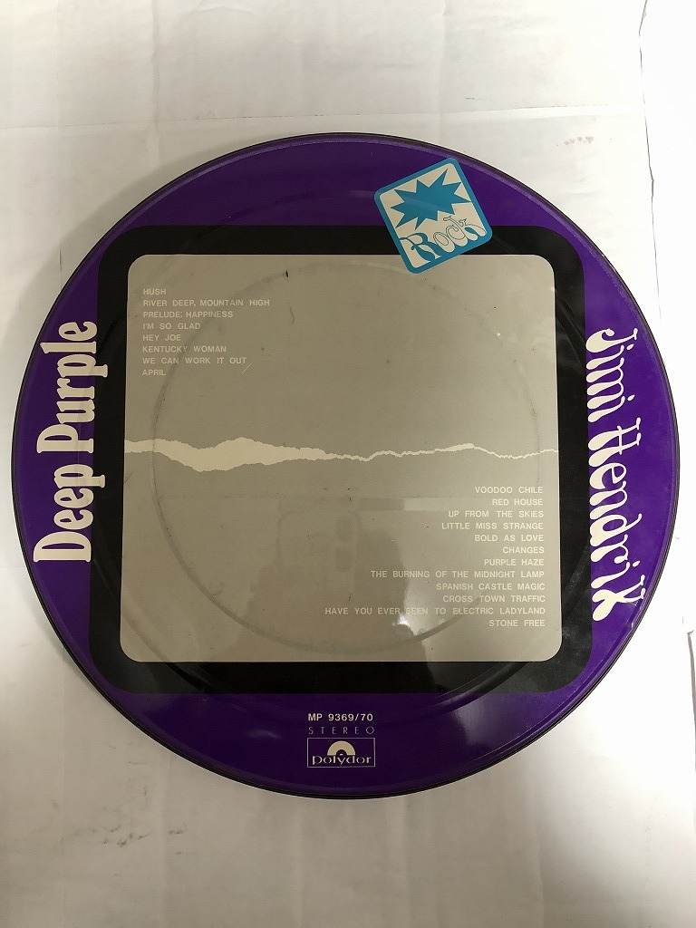 ディープパープル.ジミー・ヘンドリックスレコード2枚組ブリキ缶 ディープパープル.ジミー・ヘンドリックスレコード2枚組ブリキ缶 Jimi