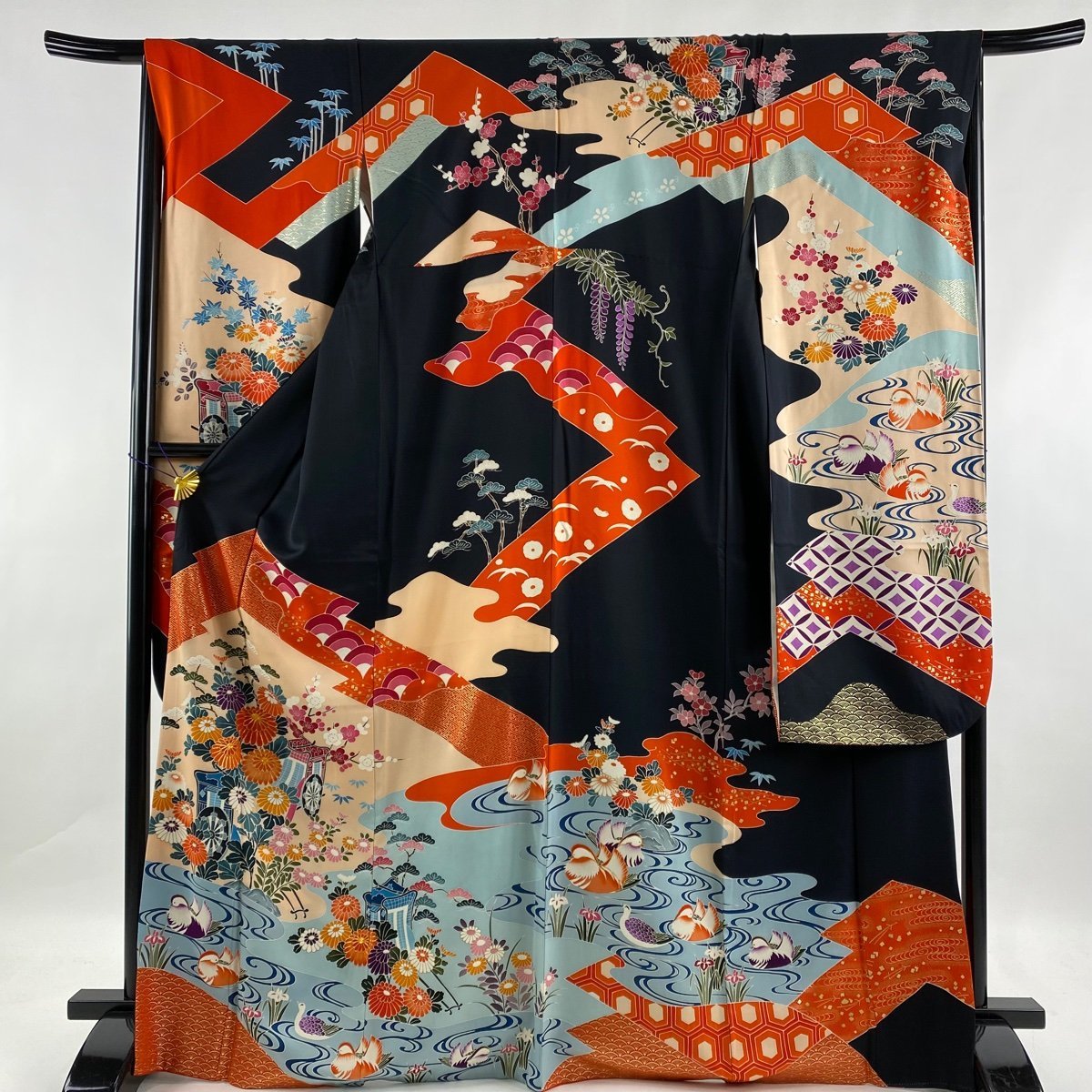 本日限定お値下げ！振袖フルセット　山吹色　身丈162.5cm　裄丈67cm 振袖 身丈168cm 裄丈64cm M 袷 斉藤三才 落款 地紋 山吹色 正絹 名品